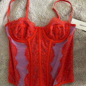 Urban Outfitters Red and Purple Lace Corset